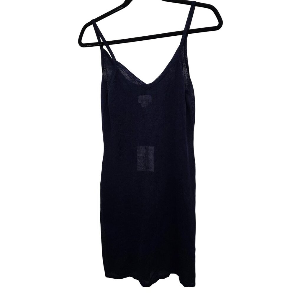 Luxely Women's Navy Blue Swimming Cover Dress Spaghetti Straps Lightweight & Bre